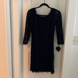 Diane Von Furstenberg Zarita Lace Navy Dress